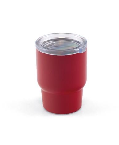 Gobelet avec couvercle - 9 cl - INOX - Rouge 