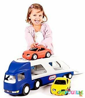 Jouets - Garages, Voitures et Circuits pour Enfant - Grand camion remorque porte-voiture - véhicule miniature