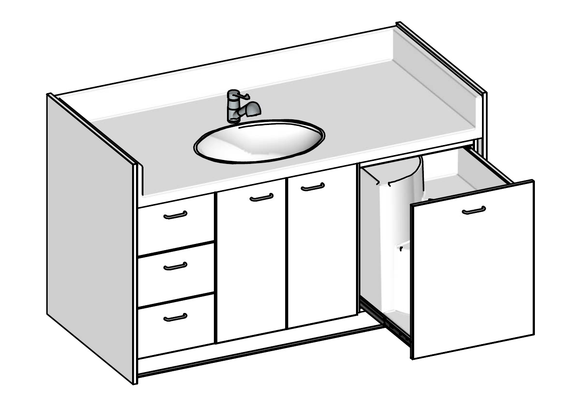 Change - Meuble à Langer crèche - Table à langer 1 vasque avec escalier 170 cm