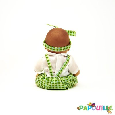 Jouets - Poupons, Peluches et Accessoires - Poupée corps dur sans cheveux 30cm créole robe verte