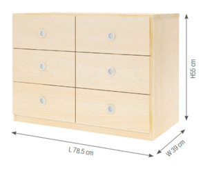 Mobilier - Meuble de rangement scolaire - Commode en bois - 6 tiroirs