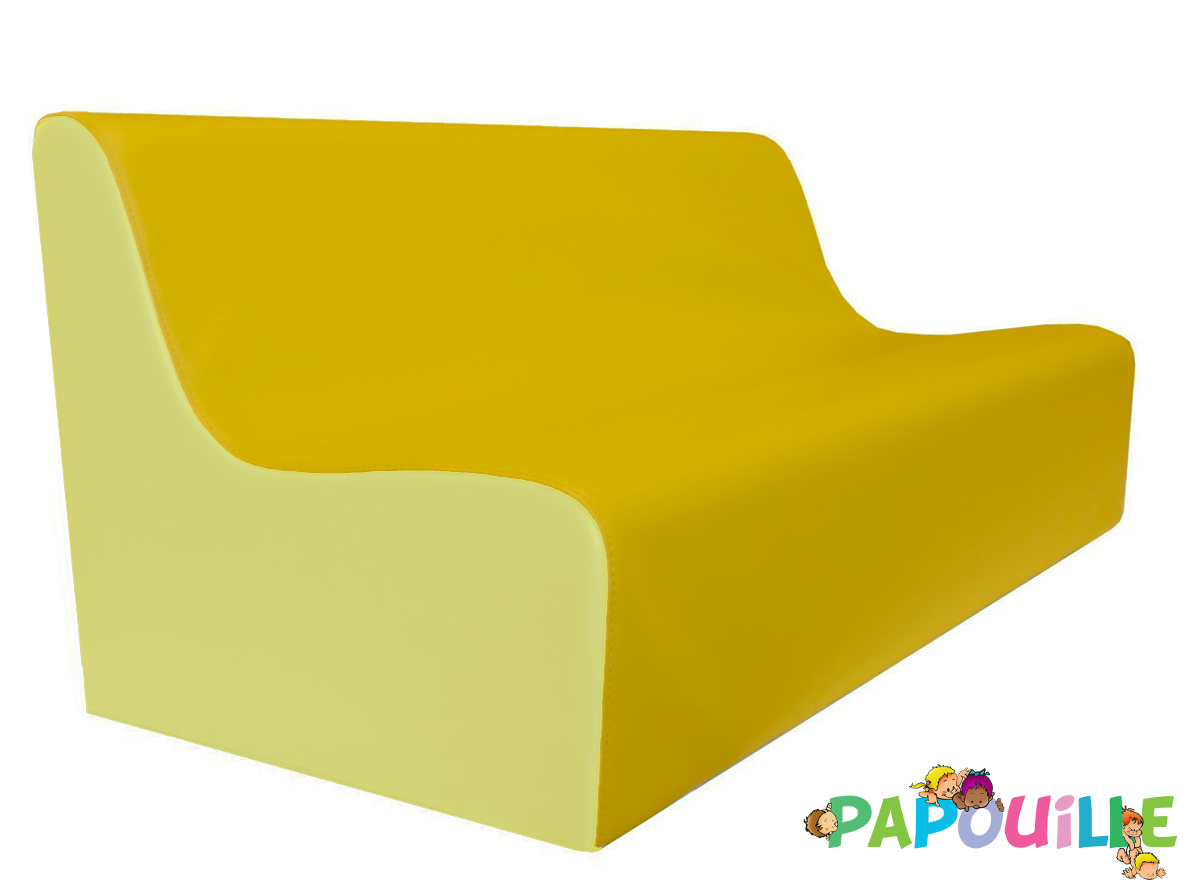 Banquette enfant 2 à 3 places en mousse pvc h.25cm abricot/bahamas