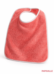Repas - Bavoir - Bavoir a pressions éponge coton 30 x 40 cm Corail