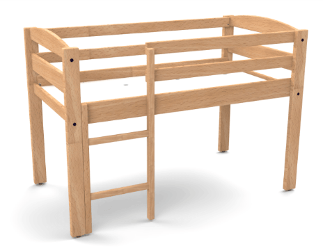 Couchage - Lit Crèche en Bois bébé, enfant - Lit bébé en bois mezzanine 120 x 60cm vernis