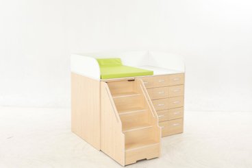 Change - Meuble à Langer crèche - Meuble de change avec escalier et rangements