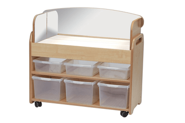 Mobilier - Meuble de rangement scolaire - Chariot lumineux avec miroir - 6 rangements