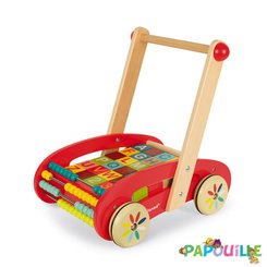 Jouets - Jouets à Pousser, à Tirer - DE // Chariot à pousser en bois avec cubes enfants