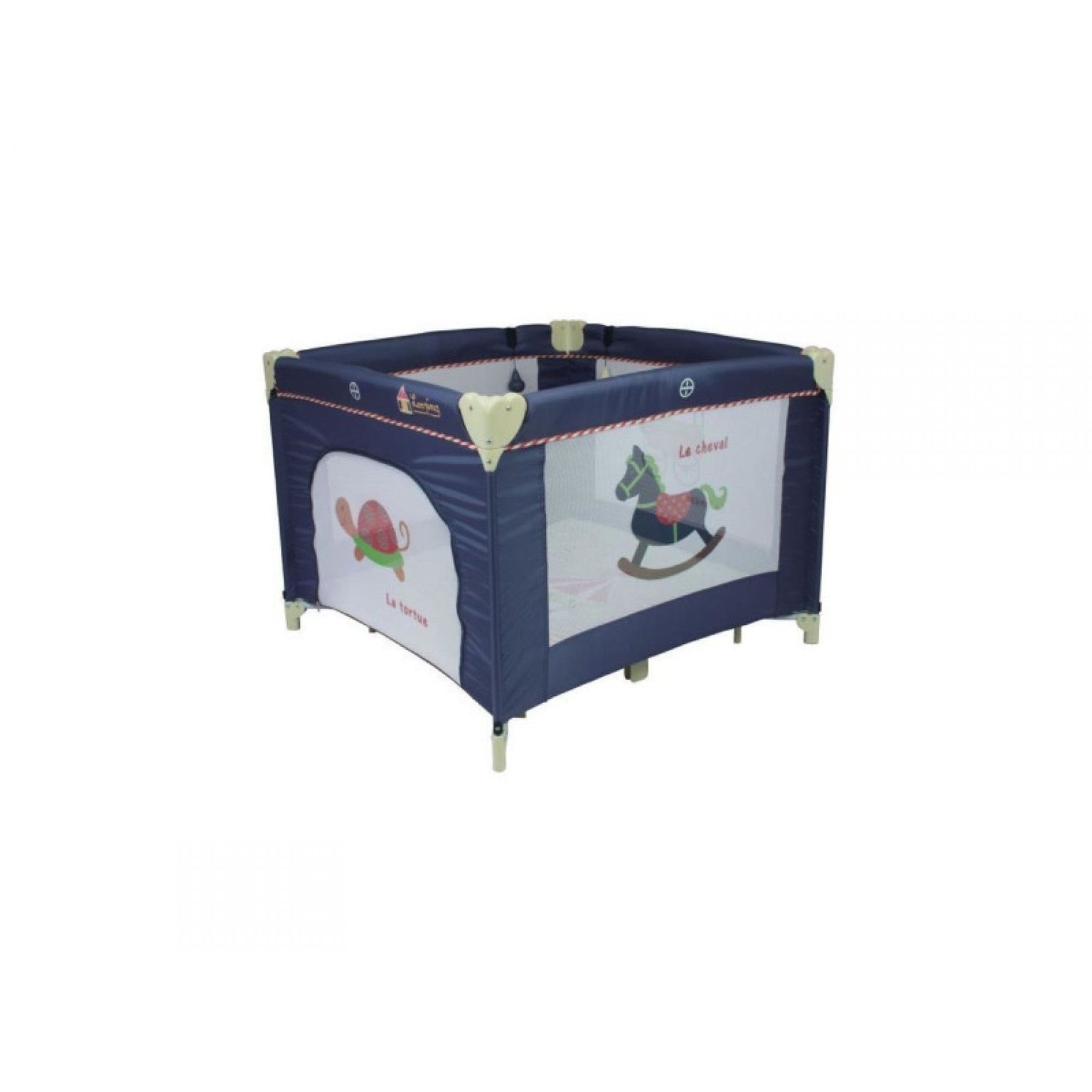 DE // Parc lit filet bébé pliant en tissu avec motif tortue