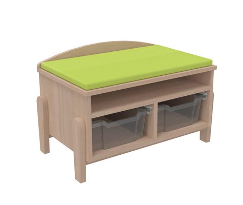 Mobilier - Meuble de rangement scolaire - Banc de rangement 1 tablette avec 2 casiers Vernis