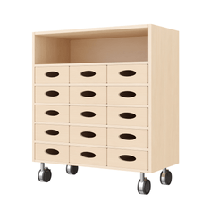 Mobilier - Meuble de rangement scolaire - Meuble de rangement à roulettes 15 bacs - Nalo