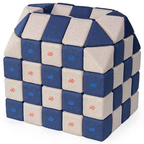 Cubes de constructions magnétiques de psychomotricité tissu 100 pièces bleu marine