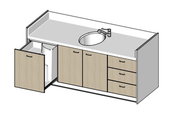 Change - Meuble à Langer crèche - Table à langer 1 cuve avec meubles intégrés - 2200 x 850 mm