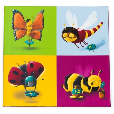 Motricité - Tapis de motricité bébé et enfant - Tapis de gym les insectes 130 x 130 x 3 cm