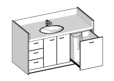 Change - Meuble à Langer crèche - Table à langer 1 vasque avec escalier 1700 x 850 cm