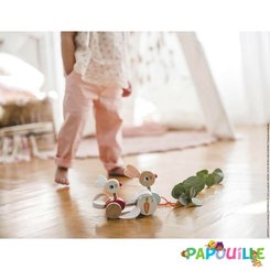 Jouets - Jouets à Pousser, à Tirer - Animal en bois à promener lapin