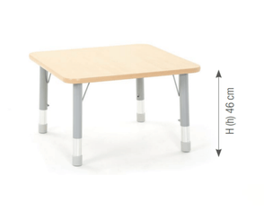 Mobilier - Table crèche et scolaire - Table carrée réglable gris - surface HPL - 75 x 75 cm