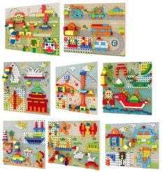 Jeux - Jeux Éducatifs et Puzzle - Mur de construction mobile - Comprenant 8 kits de thèmes et 8 pièces set d'outils