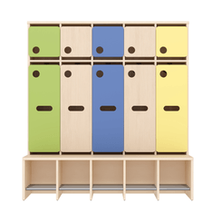 Mobilier - Banc vestiaire & Porte Manteaux - Vestiaire 5 places avec assise T1 - WIS