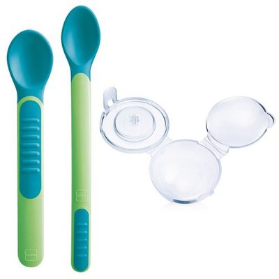 Repas - Couverts Enfant, Adulte - Lot de 2 cuillères thermosensibles - Vert