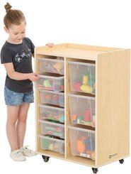 Mobilier - Meuble de rangement scolaire - Étagère à 2 rangées avec 6 petits bacs et 3 grands