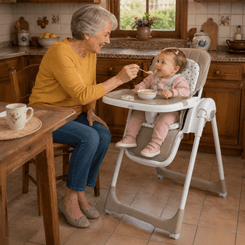 Puériculture - Chaise haute bébé et Siège Repas - Chaise haute Rice avec roulettes - Beige
