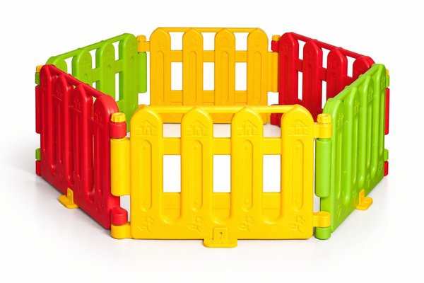 Médical et Prévention - Barrières de Sécurité Enfant - Parc 6 barrières modulable auto porté coloré