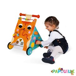 Jeux - Porteurs, Draisiennes, Marcheurs - Chariot multi-activités chat en bois enfant (janod)