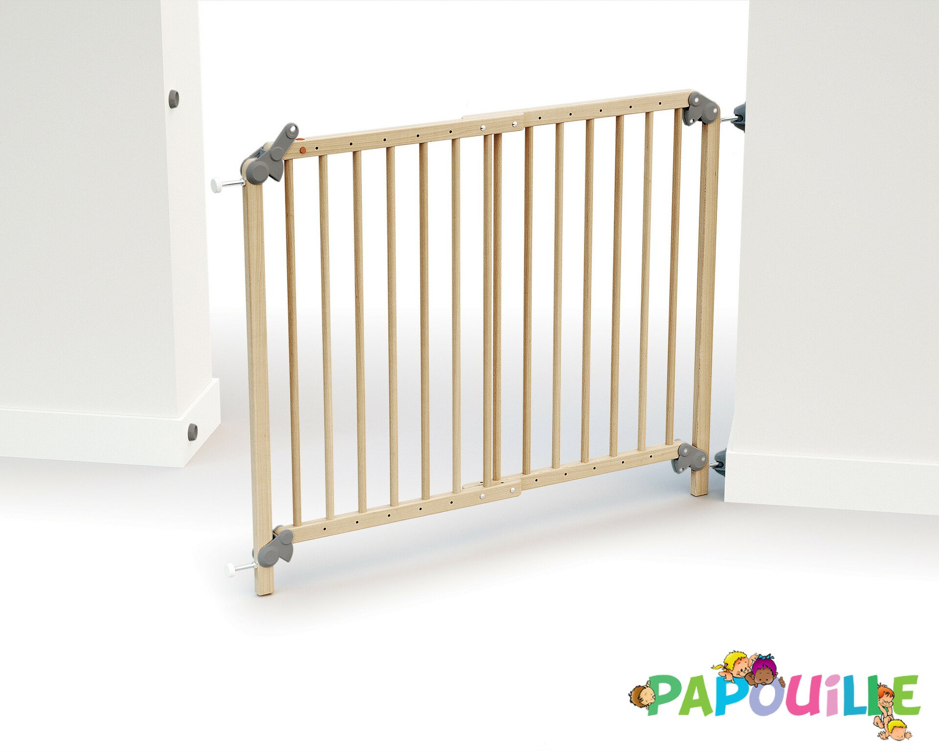 Barrière de sécurité portillon enfant amovible 73-110cm naturel