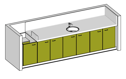 Change - Meuble à Langer crèche - Table à langer avec cuve - 3370 x 850 mm