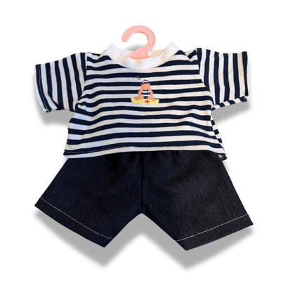 Jouets - Poupons, Peluches et Accessoires - T-shirt marin et short en jeans pour poupon 40cm