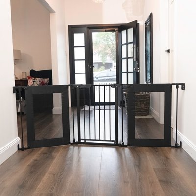 Médical et Prévention - Barrières de Sécurité Enfant - Barrière - Portillon 3 panneaux 74.5 cm à 195 cm - Noir
