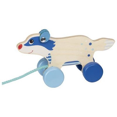 Jouets - Jouets à Pousser, à Tirer - Animal à tirer en bois Le blaireau