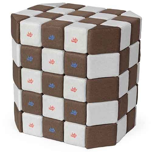 Cubes de constructions basic magnétiques de psychomotricité tissu 100 pièces marron et blanc