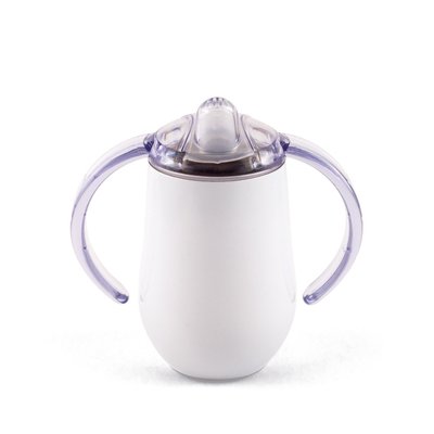 Repas - Tasse d’apprentissage - Tasses à anses INOX 30 cl avec couvercle a bec fixe - BLANC