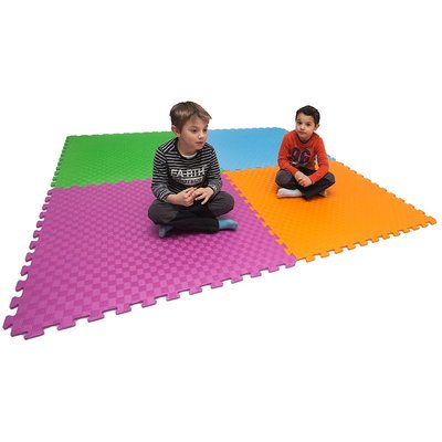 Motricité - Tapis de motricité bébé et enfant, tapis de sport - 4 grands tapis dalle carré puzzle 100 x 100 x 1cm