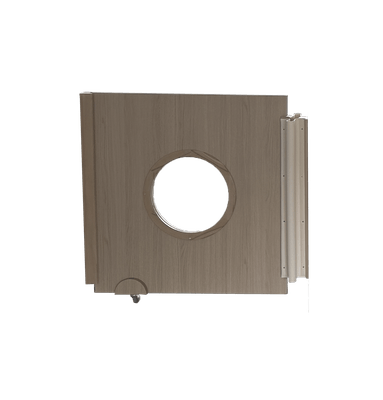 Mobilier - Barrière de séparation & Cloison crèche - Portillon en bois oculus avec roulette sur mesure