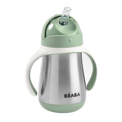 Repas - Tasse d’apprentissage - Tasse en inox avec paille 250 ml - Vert sauge
