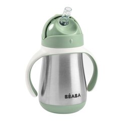 Repas - Tasse d’apprentissage - Tasse en inox avec paille 250 ml - Vert sauge