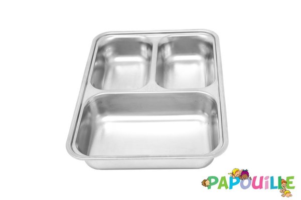 Repas - Plateaux Repas Enfants et à Compartiments - Plateau inox 3 compartiments enfant