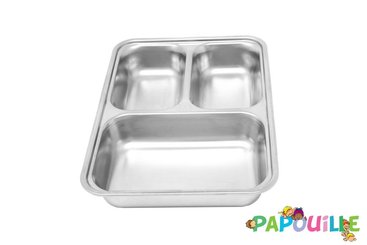 Repas - Plateaux Repas Enfants et à Compartiments - Plateau inox 3 compartiments enfant