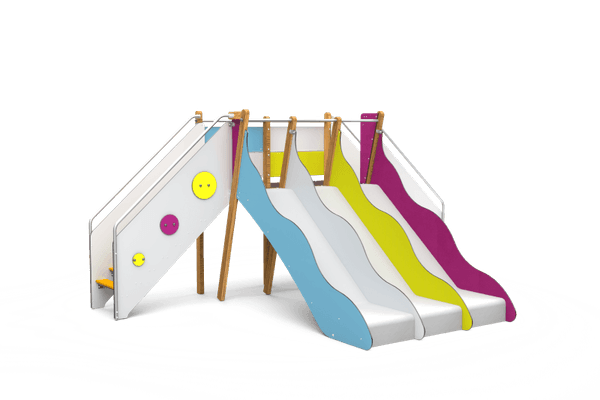 Mobilier - Aire de jeux et structure extérieure - Structure de jeux évolution 3 toboggans H 82 cm - Tobo'Gliss Fixations courtes 