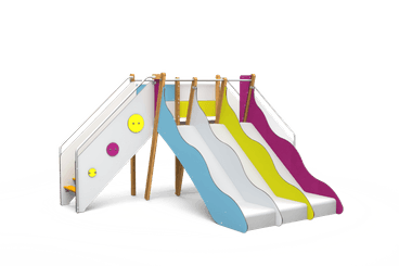 Mobilier - Aire de jeux et structure extérieure - Structure de jeux évolution 3 toboggans H 82 cm - Tobo'Gliss Fixations courtes 