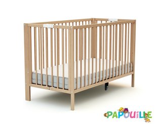 Couchage - Lit Crèche en Bois bébé, enfant - Lit bois pliant 60 x 120 réglable en hauteur vernis