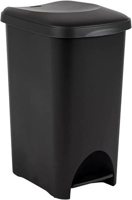 Hygiène - Cuvettes et Seaux - Poubelle à pédale 100 % plastique écologique recyclé noir 40 litres