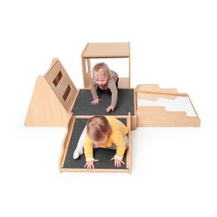 Mobilier - Meuble de rangement scolaire - Parcours de motricité bois avec miroir