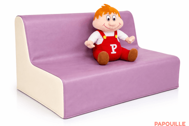 Mobilier - Meuble en mousse et Pouf - Banquette enfant 2 à 3 places en mousse pvc h. 17cm - Parme et crème