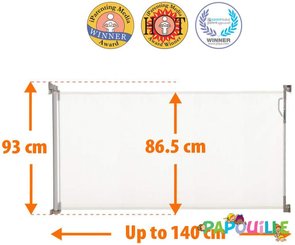 Médical et Prévention - Barrières de Sécurité Enfant - Barrière de sécurité retractable - blanc 0-140 cm