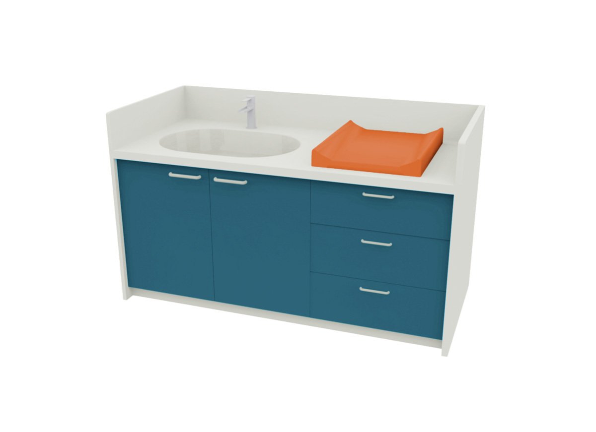 Meuble à langer 1 vasque - 180 cm - bleu baltik