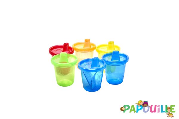 Repas - Tasse d’apprentissage - Lot de 6 gobelets 210ml avec bec nuby