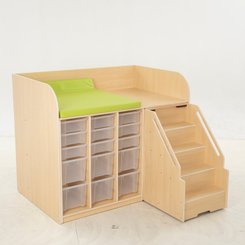Change - Meuble à Langer crèche - Meuble de change avec escalier et rangements 
